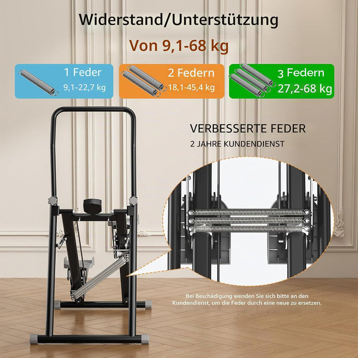 MOMODA Treppenstepper Klettertrainer mit Reistance für Zuhause Cardi Übung faltbar grau Weiss/opulen