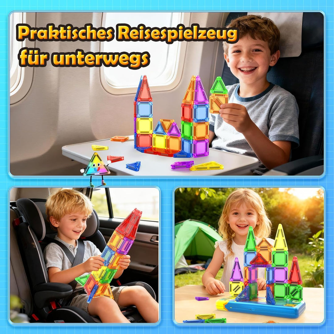 Magnetische Bausteine für Kleinkinder, Magnetblöcke, STEM-Bauspielzeug für Kinder von 3 bis 8 Jahren