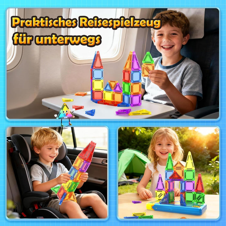Magnetische Bausteine für Kleinkinder, Magnetblöcke, STEM-Bauspielzeug für Kinder von 3 bis 8 Jahren