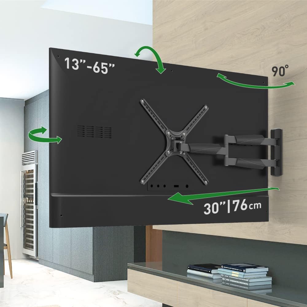 Barkan 76cm Lange TV Wandhalterung, 13-65 Zoll Schwenkbar/Neigbar/Vollbewegung flach & Curved Fernse