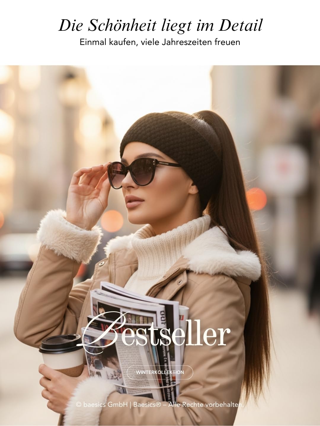 Baesics Stirnband Schwarz für Damen & Herren – warme & elastische Unisex Ohrenwärmer mit Fleecefutte