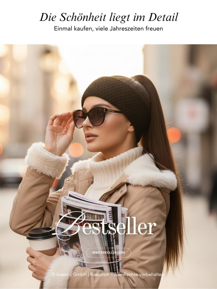 Baesics Stirnband Schwarz für Damen & Herren – warme & elastische Unisex Ohrenwärmer mit Fleecefutte
