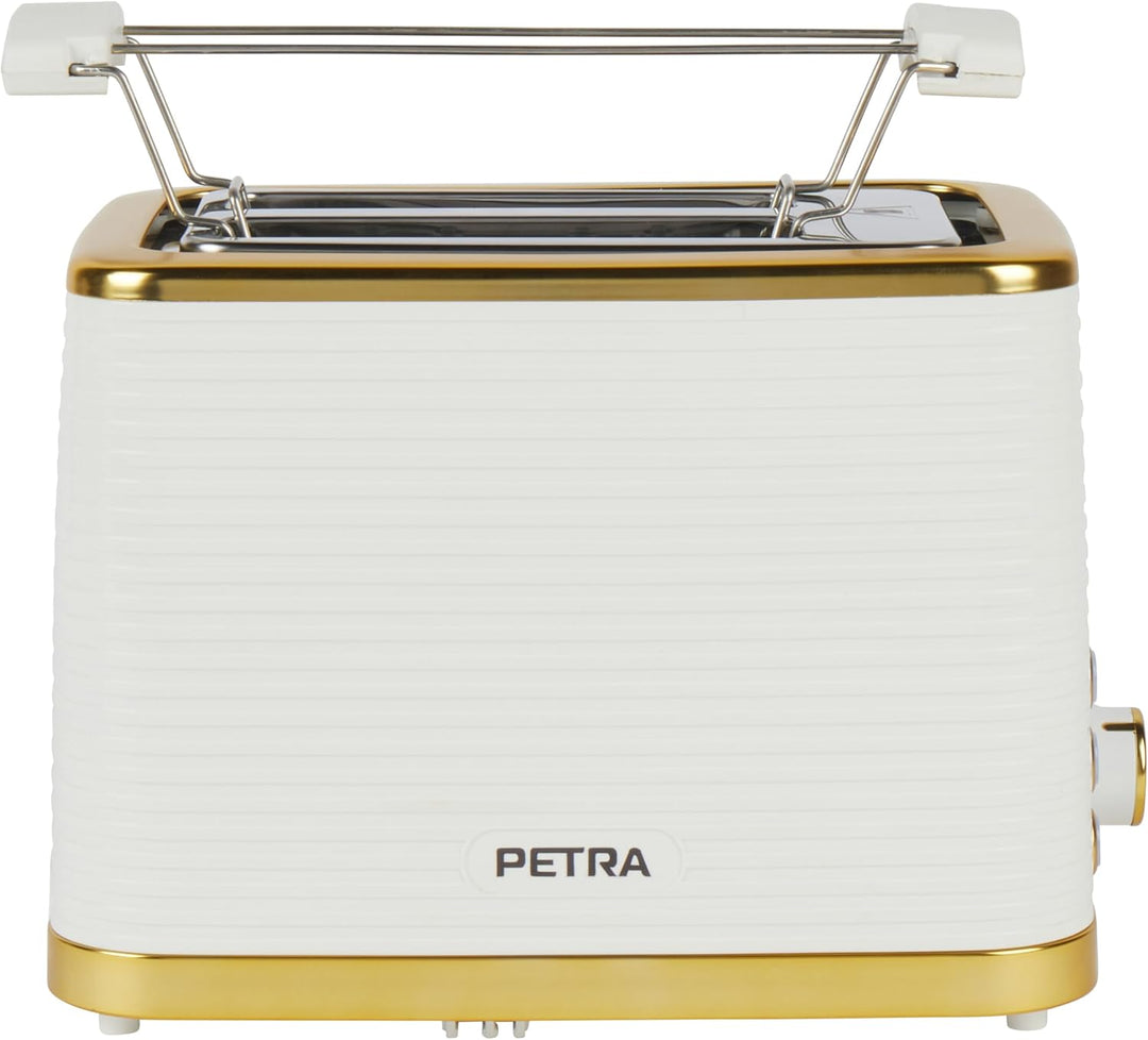 Petra PT5032WVDE 2 Scheiben Toaster – Inklusive Erwärmung Aufsatz für Brötchen/Gebäck, Auftauen, Auf