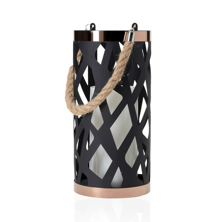 Pauleen 48012 Lantern Soul Laterne mit LED Kerze Flackereffekt warmweiss Schwarz Weiss IP44 Metall/K
