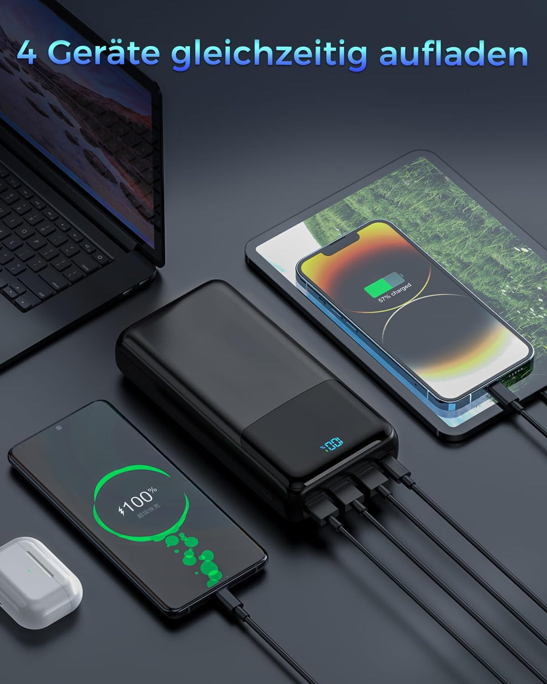 Powerbank 50000mAh, PD 30W&amp;QC 4.0 Power Bank Schnellladung mit 4 Ausgängen &amp; 2 Eingängen, Grosse Kap