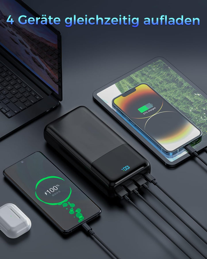 Powerbank 50000mAh, PD 30W&amp;QC 4.0 Power Bank Schnellladung mit 4 Ausgängen &amp; 2 Eingängen, Grosse Kap