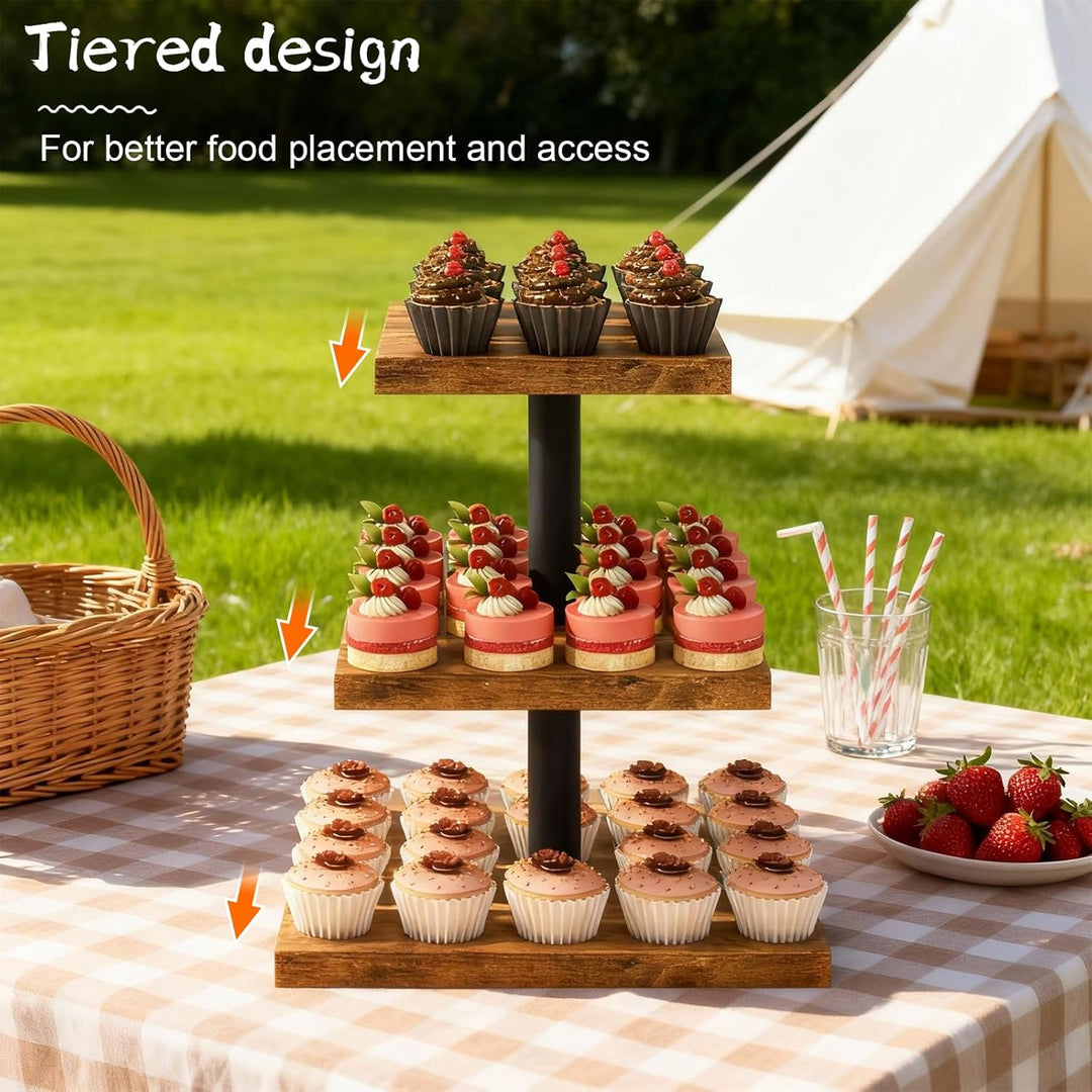 Holz-Cupcake-Ständer, Kuchenständer und Kuchentabletts, Mehrstöckige Gebäcktabletts, Wiederverwendba