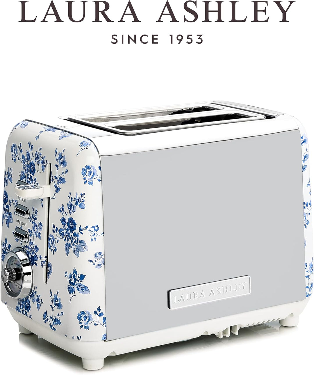 VQ Laura Ashley 2-Scheiben-Toaster mit einstellbaren Heiz-, Auftau- und Aufwärmmodi - Edelstahl Vint