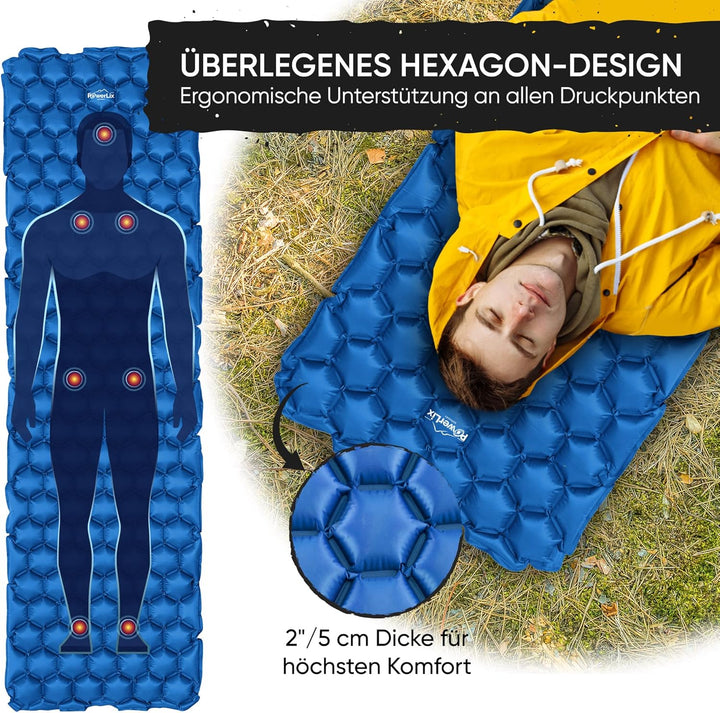 POWERLIX Isomatte Camping Outdoor Luftmatratze - Ultraleichte Aufblasbare Isomatte, kompakte und lei