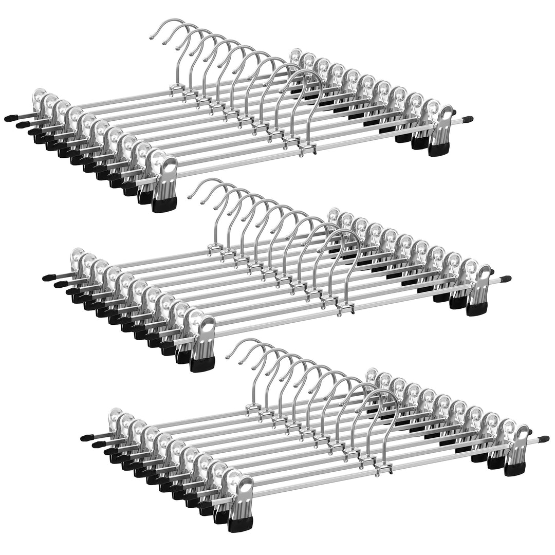 SONGMICS Hosenbügel aus Metall, 30er Set, Kleiderbügel mit Klammern, 40 cm lang, rutschfest, für Hos