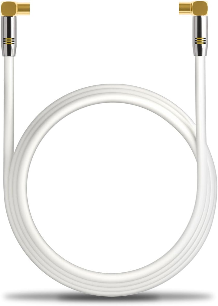 deleyCON 7,5m TV Antennenkabel HDTV Full HD - 2x gewinkelt - Koaxialkabel - TV-Stecker (90° Grad) zu