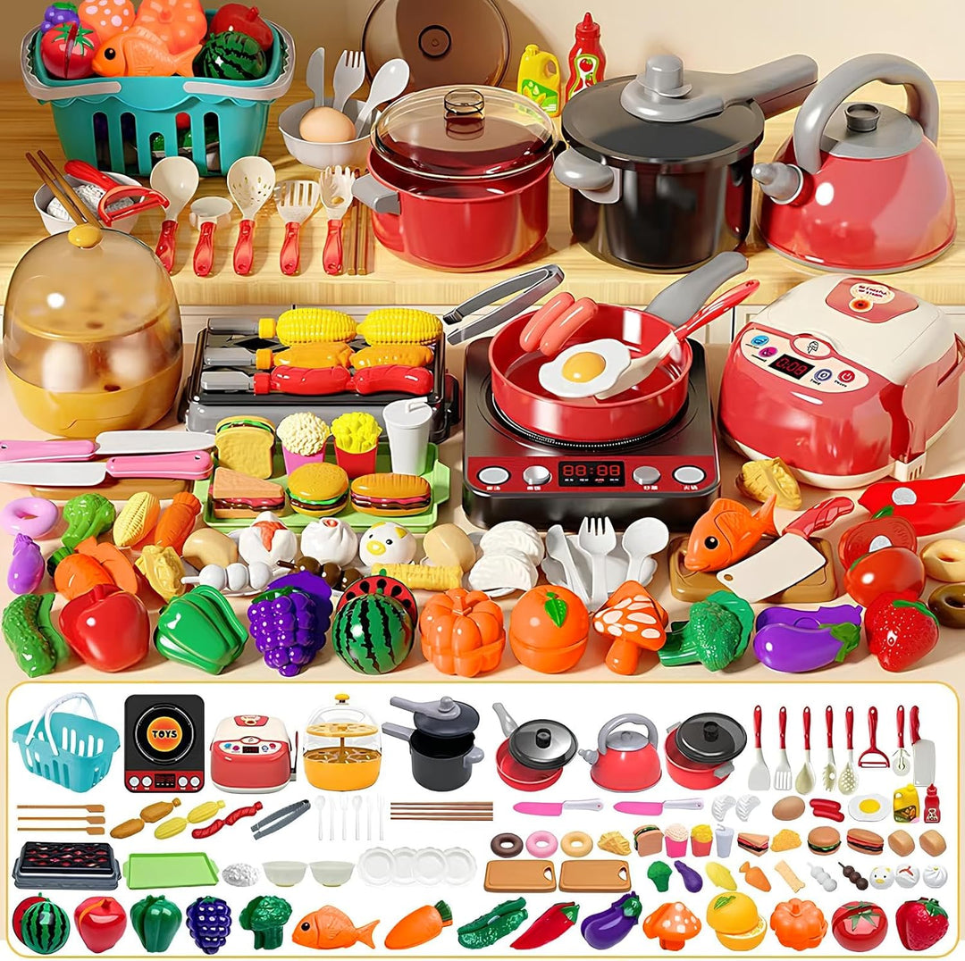 102 Pcs Spielküche Zubehör, Kinderküche Zubehör Outdoor, Küchenspielzeug Rollenspiel, mit Kinder Koc