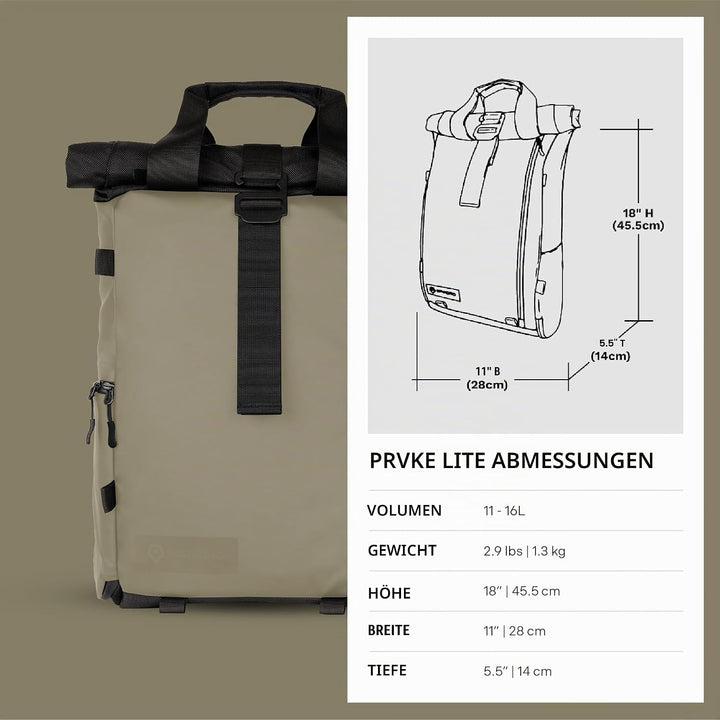 WANDRD PRVKE Lite Fototasche, Wasserabweisende Kameratasche, Diebstahlschutz, mit 14-Zoll-Laptophüll