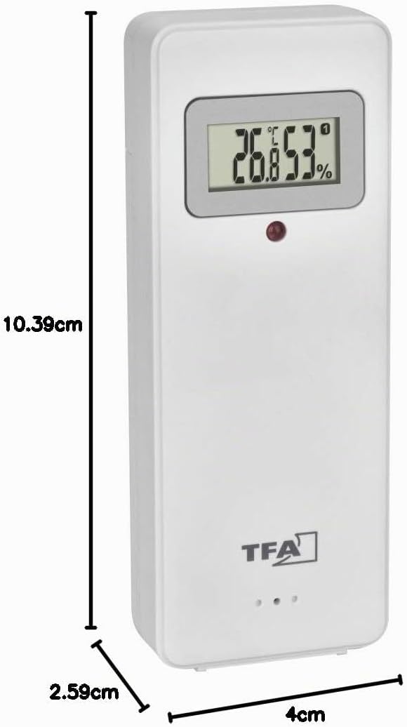 TFA Dostmann Thermo-Hygrosender, 30.3247.02, mit Display, Ersatz/Zusatzsender für Funk-Wetterstation