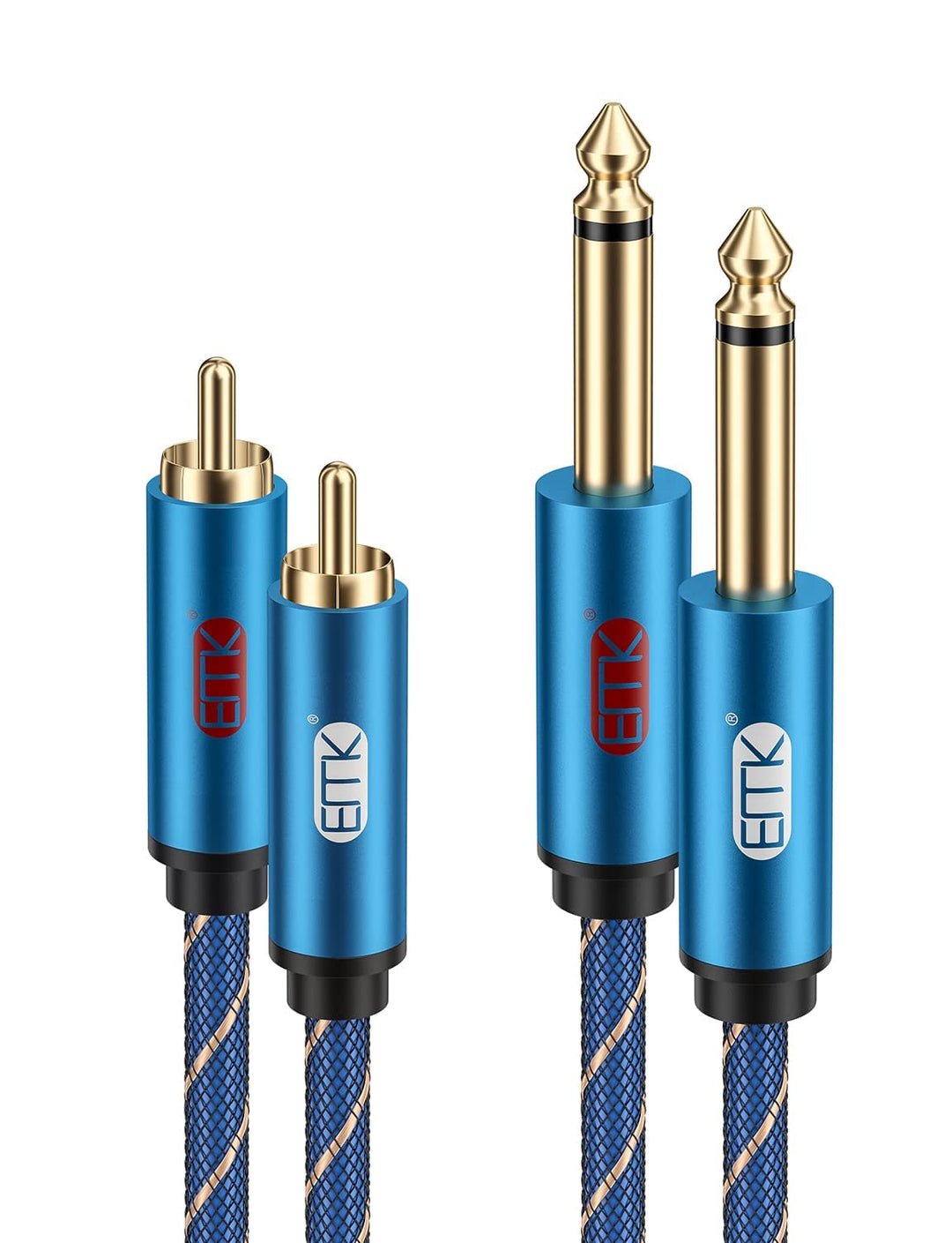 EMK Mono 6,35 mm1/4 auf 2RCA Kabel, Dual 1/4 Zoll TS auf Dual Cinch Verbindungskabel 2 Cinch Stecker
