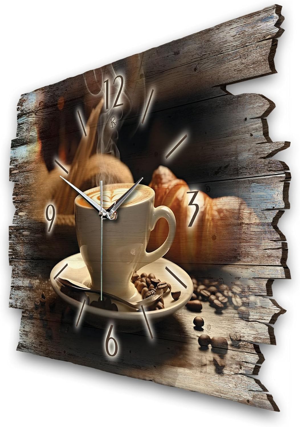 Kreative Feder Designer Wanduhr „Cappuccino“ aus Holz 40x27cm im Shabby Style Design - Designeruhr m