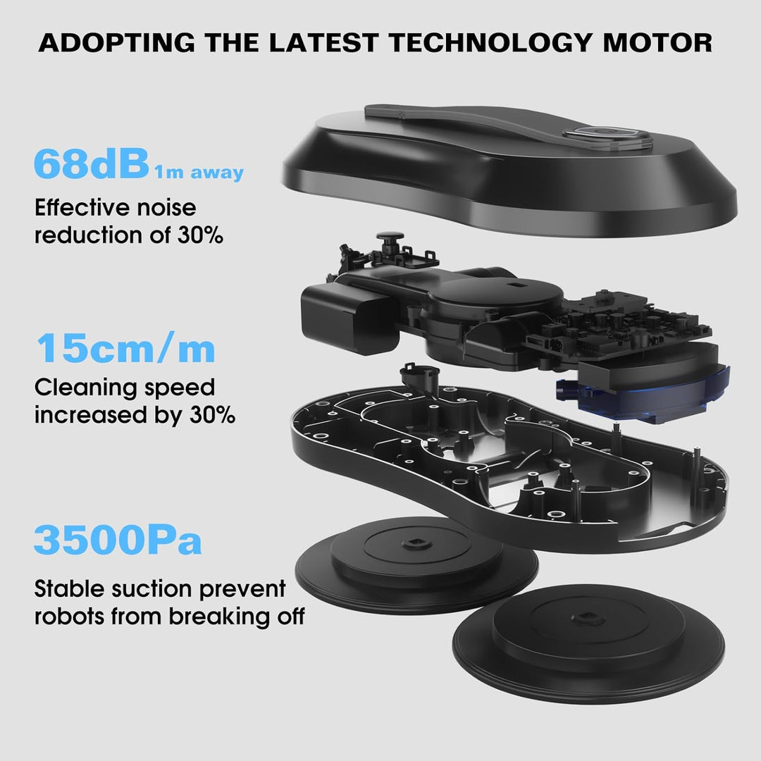 3500Pa Fensterputzroboter, Wenig Lärm Fensterroboter mit Sprühfunktion,Fensterreiniger Roboter Elekt