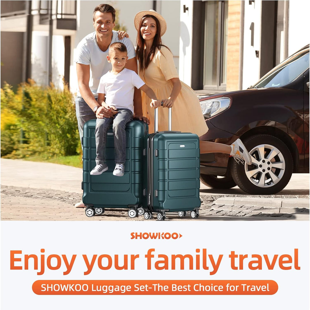 SHOWKOO Kofferset 2 Teilig Hartschale Leicht ABS+PC Erweiterbar Reisekoffer Haltbar Trolley Handgepä