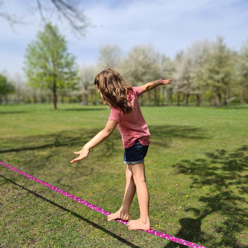 Slackline Set, Cubes, 15 Meter Länge, Komplettset für Kinder, Anfänger, Fortgeschrittene und Profis,