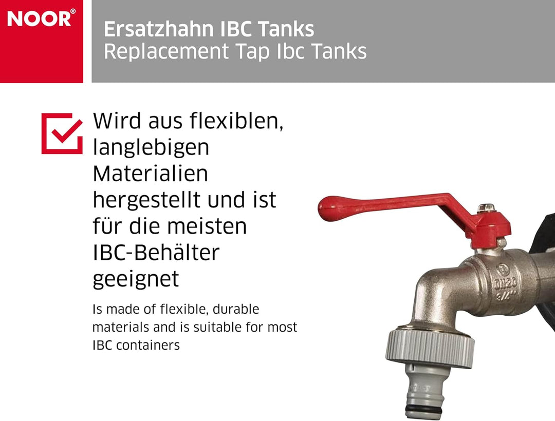 NOOR Ersatzhahn für IBC Tanks inkl. Gardena Adapter I 3/4-inch (1,9cm) Ersatz-Tankhahn mit 60mm DN50