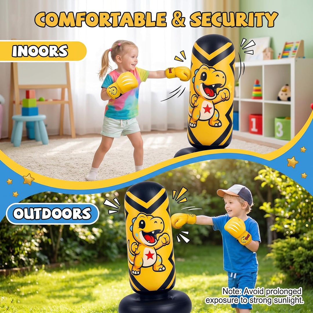 Boxsack für Kinder, Qoosea 130cm Standboxsack Stehender Aufblasbarer Gelb, Gelb