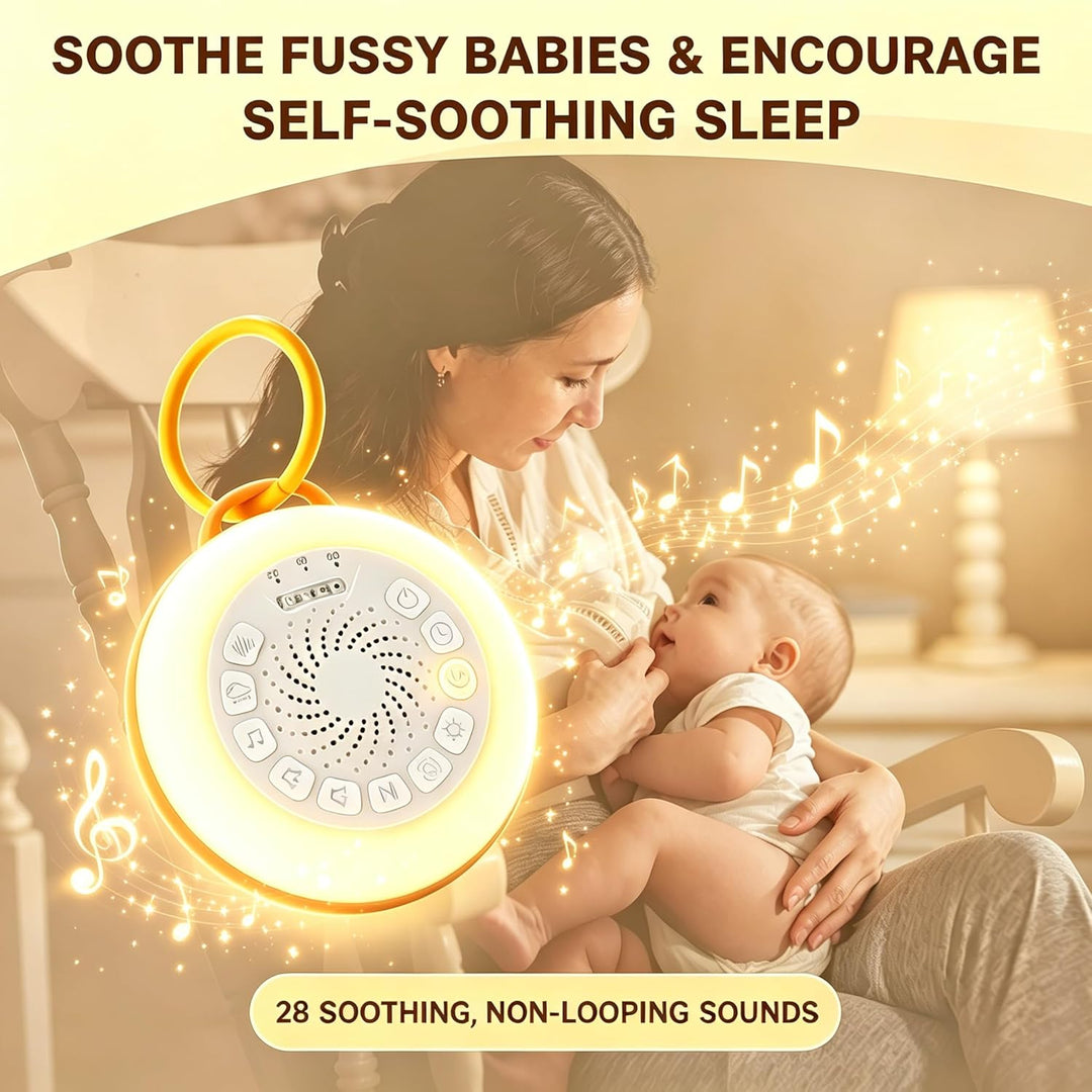 White Noise Machine Baby, Weisses Rauschen Gerät mit Nachtlicht, 28 Beruhigende Schlaflieder & Natur