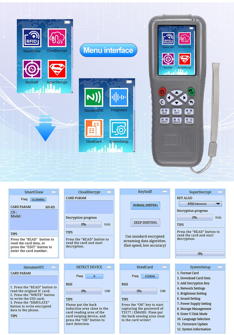 OBO HANDS RFID WiFi CopyKey volle Dekodierungsfunktion Karte Kopierer/Leser/Schreiber Programmierer