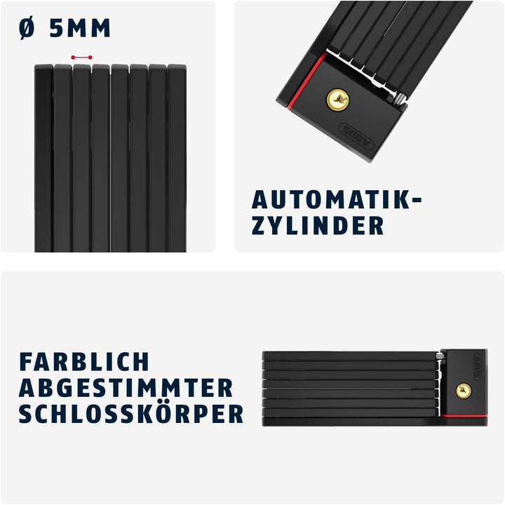 ABUS Faltschloss Bordo uGrip 5700K SH mit Halterung - Fahrradschloss mit 5 mm starken Stäben - ABUS-