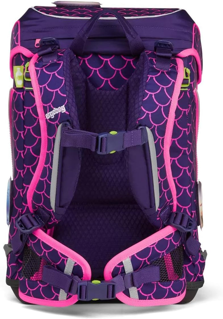 ergobag Cubo Light Set Ergonomischer Schulrucksack, extra leicht, 5er Set, 780 g Perlentauchbär - Li