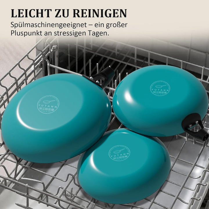 YUTANN Gusseisenpfannen Set 3-teilig, Vorgewürzt Bratpfannen aus Massivem Gusseisen, Pfannen Ø 20, 2