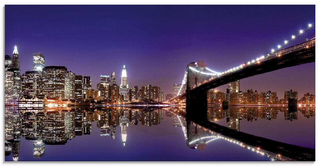 ARTland Glasbilder Wandbild Glas Bild einteilig 60x30 cm Querformat USA Amerika New York City Brookl