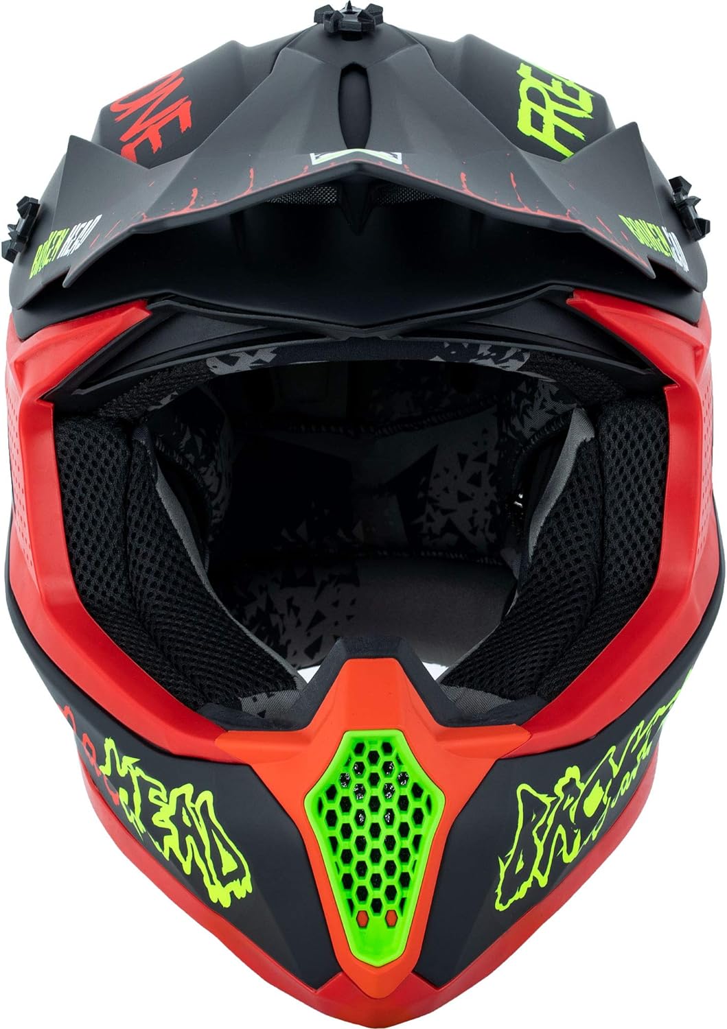 Broken Head FreakZone Motocross-Helm Schwarz-Grün-Rot matt – Cross-Helm – MX – Quad – Supermoto XXL