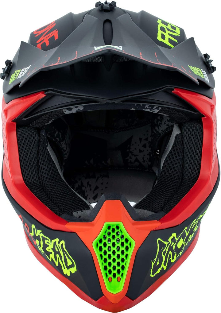 Broken Head FreakZone Motocross-Helm Schwarz-Grün-Rot matt – Cross-Helm – MX – Quad – Supermoto XL 6