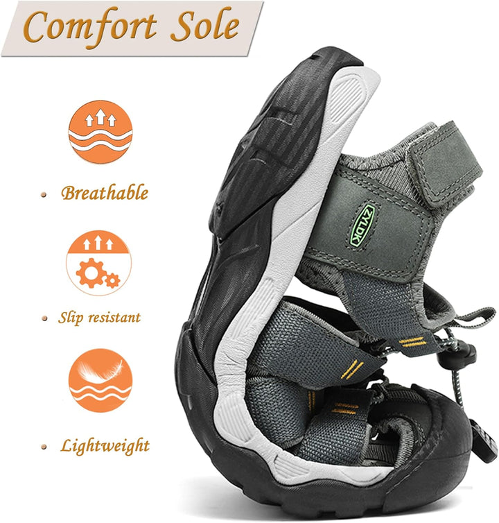 ZYLDK Herren Sandalen Leder Strand Trekkingsandalen Outdoorschuhe Sommer Wanderschuhe Männer Sport-O