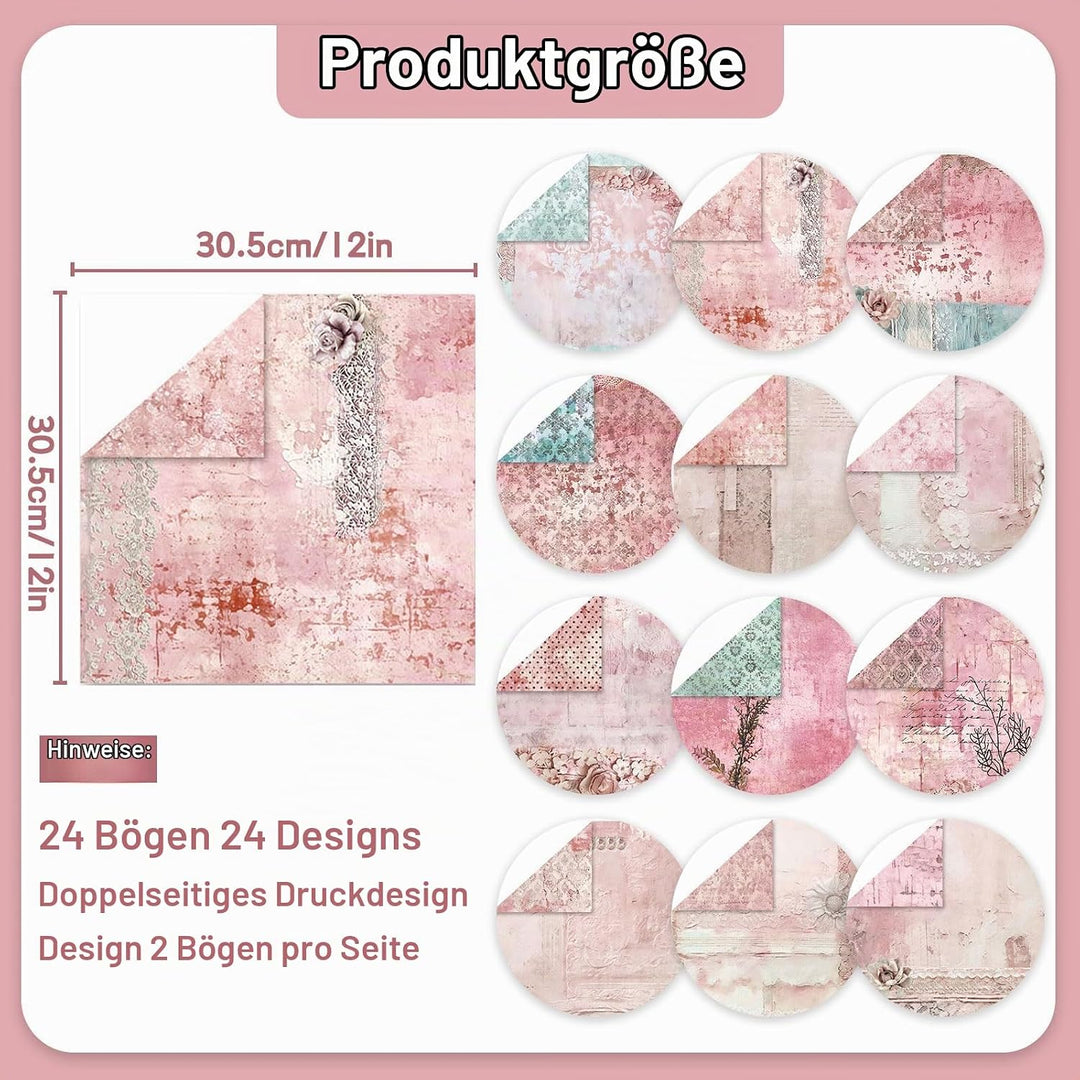 48 Stück Designpapier Block mit Muster Doppelseitiges Scrapbook Papier Decoupage Papier Hintergrundp