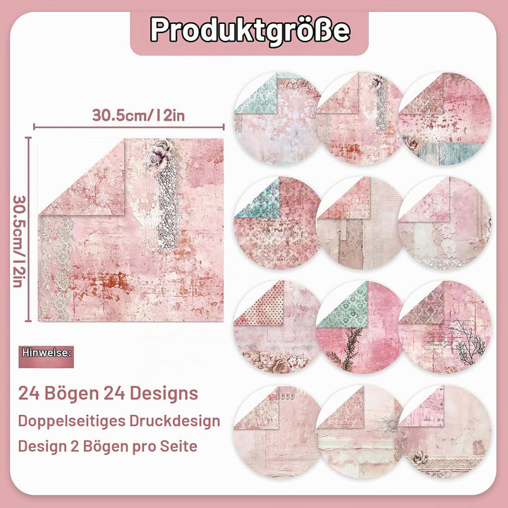 48 Stück Designpapier Block mit Muster Doppelseitiges Scrapbook Papier Decoupage Papier Hintergrundp