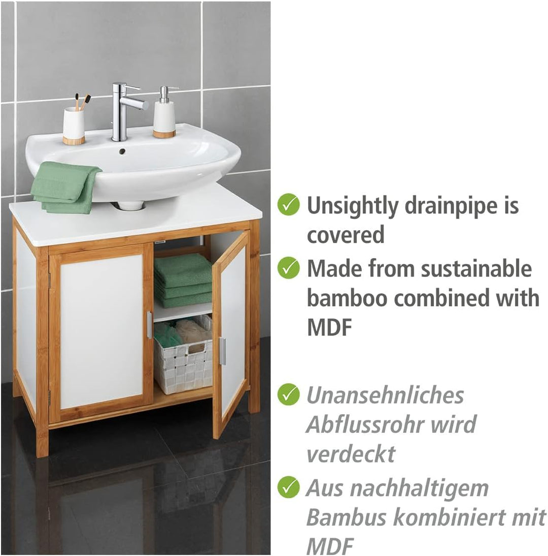 WENKO Waschbeckenunterschrank Finja, Waschbecken-Unterregal im Scandi Chic, mit Zwischenboden, 2 Tür