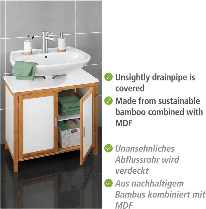 WENKO Waschbeckenunterschrank Finja, Waschbecken-Unterregal im Scandi Chic, mit Zwischenboden, 2 Tür