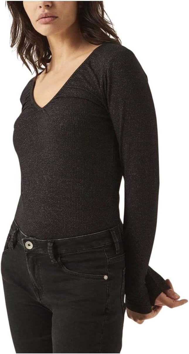 GARCIA Damen Long Sleeve T-Shirt XXL Schwarz, XXL Schwarz