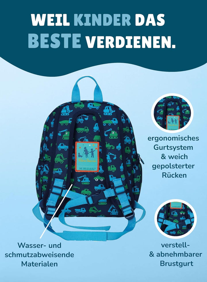 Familando Kinder Rucksack Die Spiegelburg BAGGER für Kinder ab 2 Jahren; ergonomisch, stabil &amp; leich