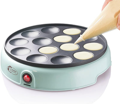 Bestron Poffertjes Maker im Retro Design, Mini Crepe's, Holländische Spezialität, Pfannkuchenautomat