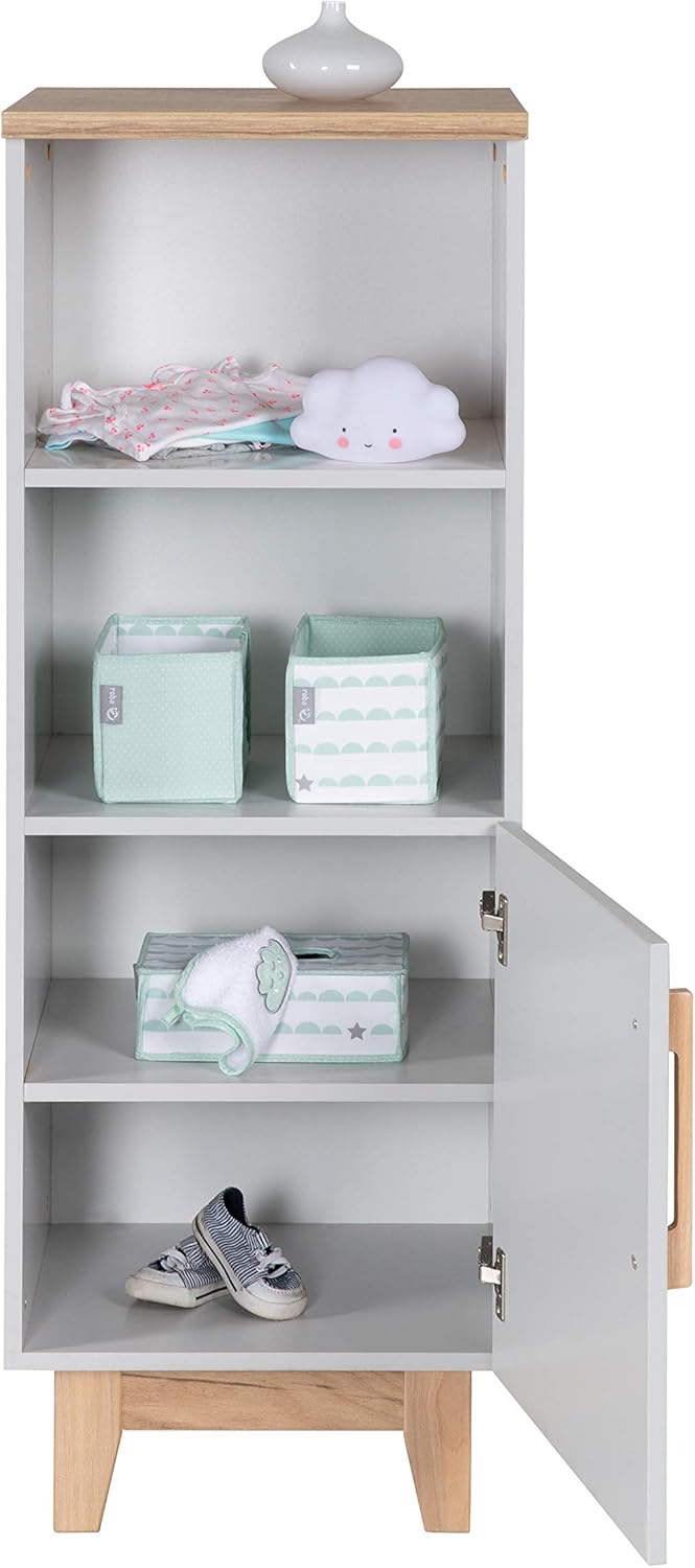 roba Standregal 'Caro', lichtgrau, aus Holz für Babyzimmer und Kinderzimmer mit Soft Close-Technik,