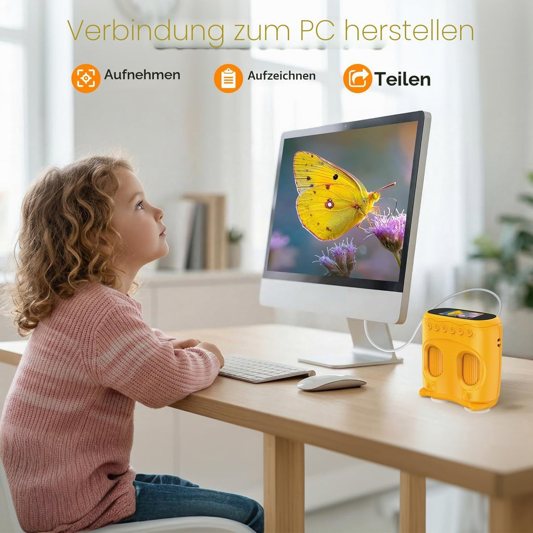1000X Mikroskop für Kinder Taschenmikroskop Digital: 2-in-1 Handmikroskop und Teleskop für Kinder mi