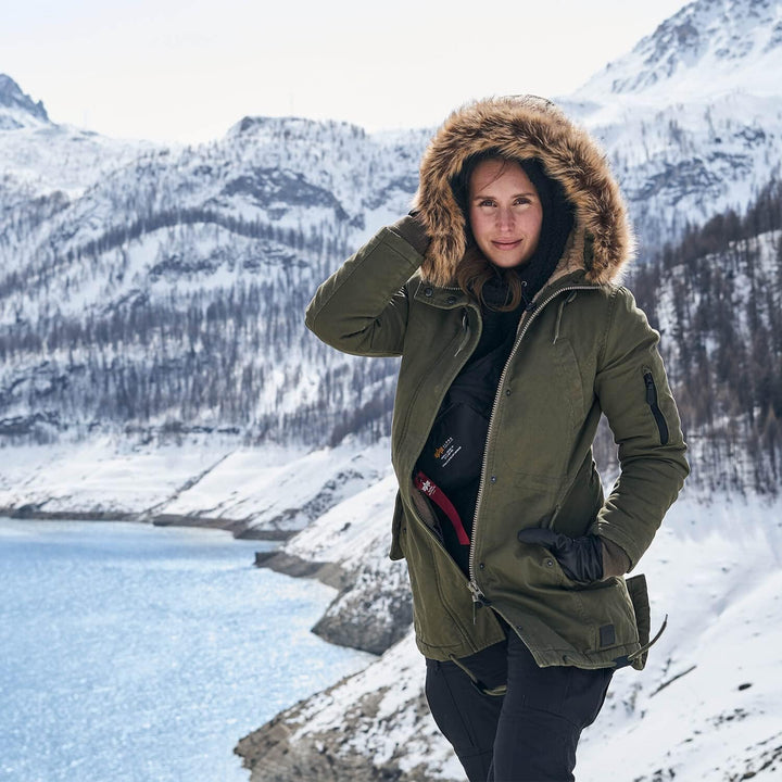 bw-online-shop Ladies Fishtail Winterparka mit Teddyfutter Parka Jacke Wintermantel S Navy, S Navy