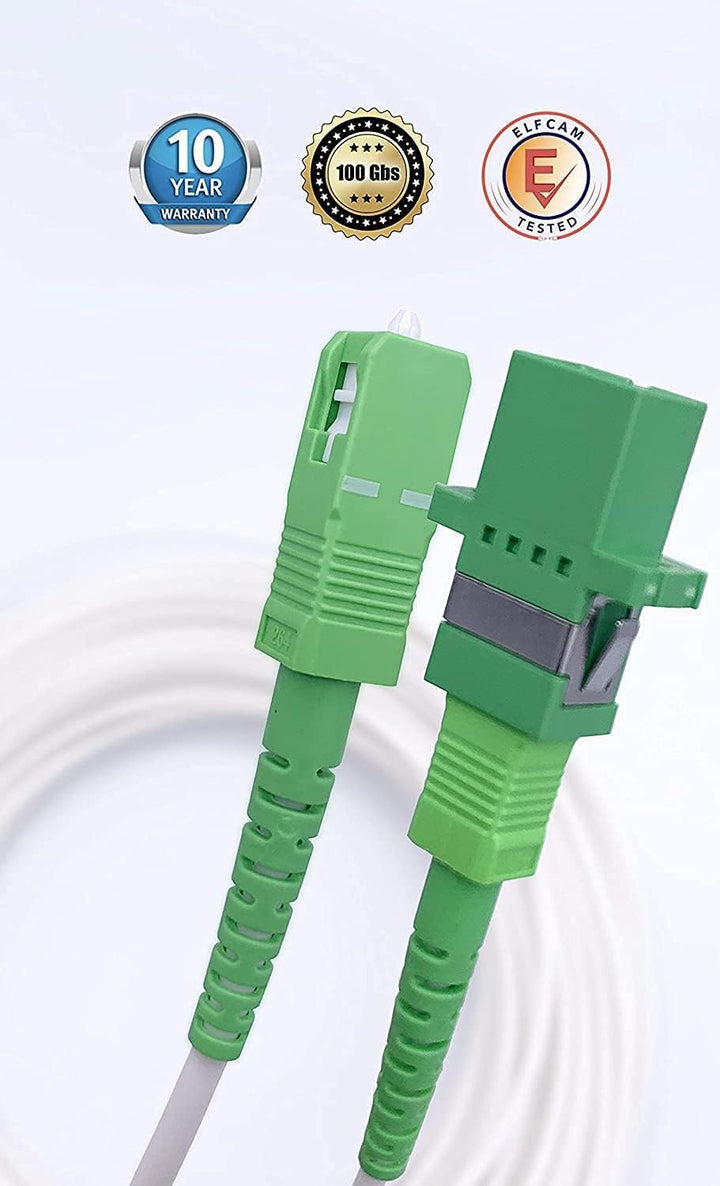 Elfcam® - 15m Glasfaserkabel SC/APC auf SC/APC Simplex Singlemode, Lieferung mit LWL Adapter, LWL ka