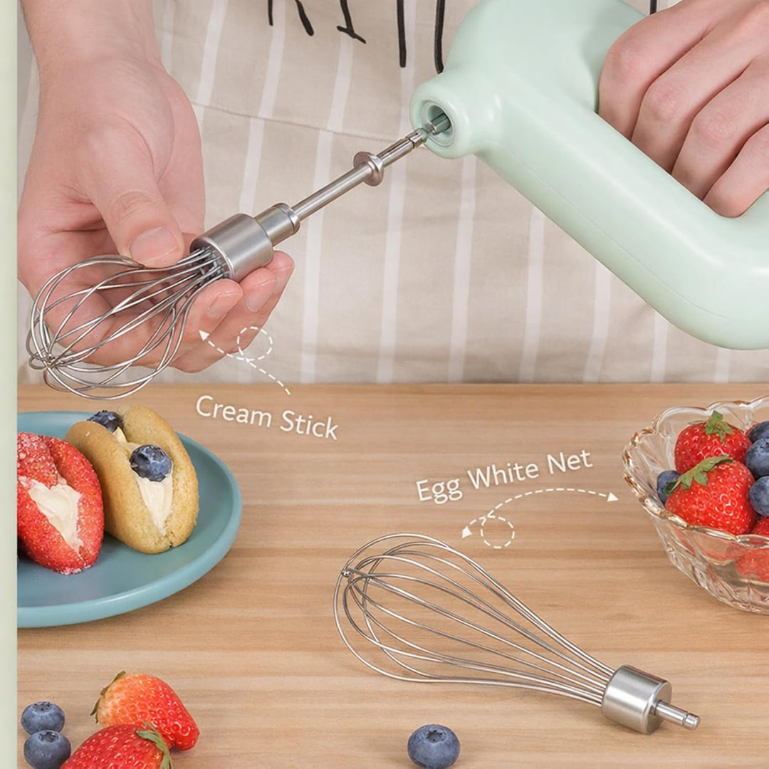 Elektrischer Handmixer, 1500mAh Wiederaufladbar Elektrischer Schneebesen, 4 Gang Einstellbarer Kabel