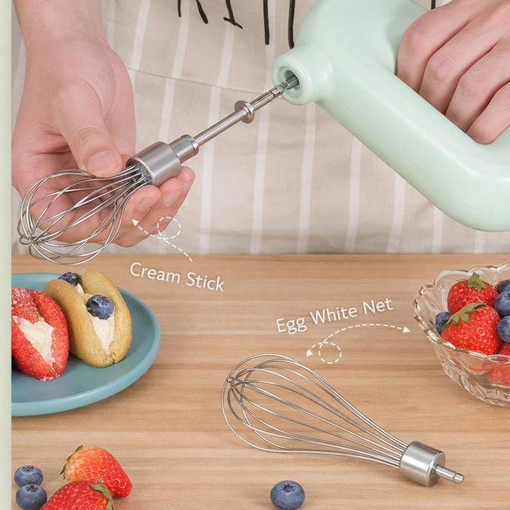 Elektrischer Handmixer, 1500mAh Wiederaufladbar Elektrischer Schneebesen, 4 Gang Einstellbarer Kabel