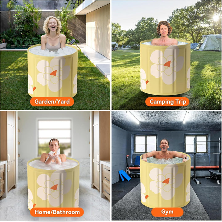 Yellow bathtub Tragbare klappbare Badewanne, Freistehende Badewannen für Erwachsene, Eis- und Heissb