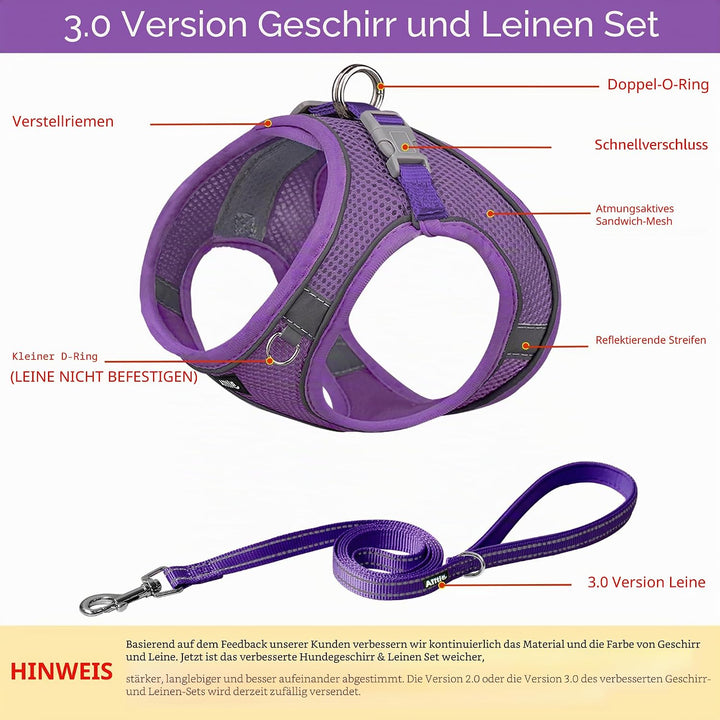 AIITLE Bequemes Hundegeschirr und Leine Set zum Gassi gehen - Step in Vest Harness, Reflektierende B