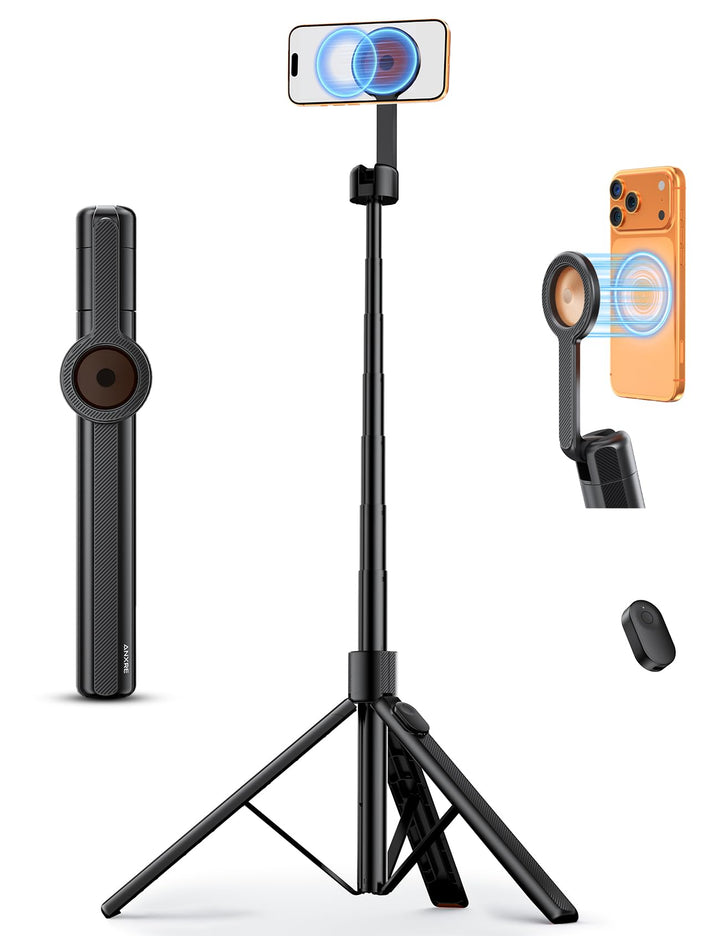 ANXRE 180cm Magnetisches Handy Stativ ＆ Selfie Stick mit Akku-Fernbedienung | Universelle Magnet Han